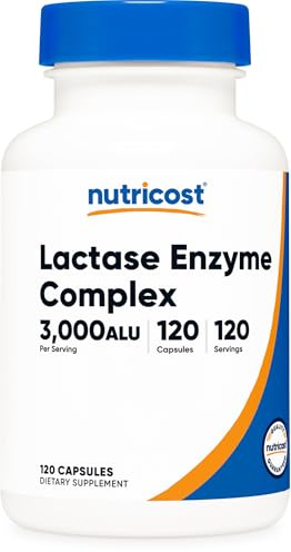Nutricost Lactase Enzyme Complex 3,000 FCC ALU, 120 Vegetarian Capsules - Non-GMO, Gluten Free, 120 Servings