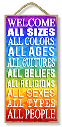 Honey Dew Gifts, 75578 Welcome All People, 12,7 x 25,4 cm, hängende Schilder, Wandkunst, dekoratives Holzschild, Hausdekoration
