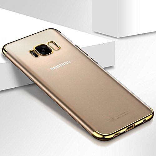 König Design Handyhülle kompatibel mit Samsung Galaxy S6 Edge Silikon Case Hülle Sturzsichere Back-Cover Handyhülle - Transparent - Gold