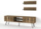 Alphamoebel 4227 Rialto Wohnwand Anbauwand Mediawand, Walnuss, mit Metallfüße, Hängeregale, viel Stauraum, Zwei Türen, 150 x 46 x 30 cm