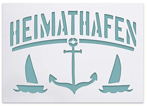 Heimathafen Schablone mit Rustikalem Anker und Segelschiffen