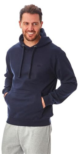 Iron Mountain Mens Soft Fleece Pullover Hooded Hoodie, Reclaimed Yarn Eco Friendly Top, Navy, Medium