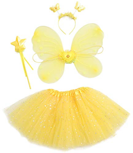 SOIMISS Fee Prinzessin Tutu Kostüm Set Schmetterling Kostüm Set mit Kleid Flügel Zauberstab Und Stirnband Geschenke für Kinder Halloween Dress Up Party Liefert Gefälligkeiten