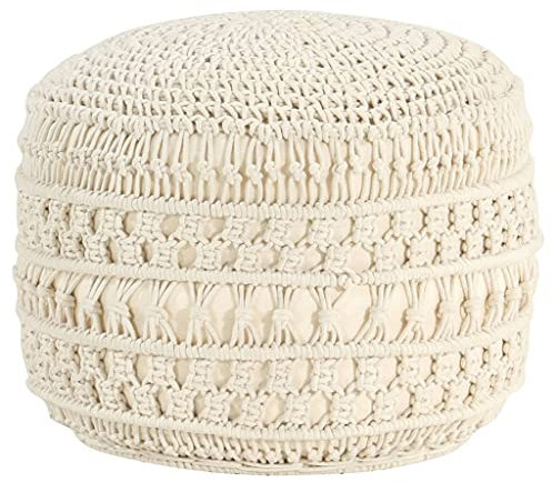 TEWTX7 Makramee Sitzpuff, Ottoman für Wohnzimmer und Schlafzimmer, Couch Hocker, Sitzgelegenheit Fußhocker, Schminktisch Pouf Hocker, Geflochtenen Baumwollfasern 45 x 30 cm