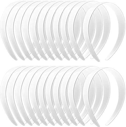 VOKOY Lot de 24 serre-têtes en plastique blanc, 2,5 cm de large, sans dents, pour filles et femmes