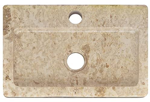 Susany Lavandino Lavabo da Appoggio, Lavabo Bagno, Lavandino Decorativo Lavabo Lavello Stile Naturale in Marmo Crema 38x24x6,5 cm
