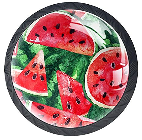 COLMAT Rote Wassermelone Set aus 4 Schränken, runden Hardware-Schubladen-Kommode-Knöpfen für Zuhause, Schlafzimmer, Küche, Esszimmer, Büro