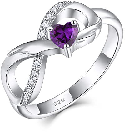 starchenie Anello Infinito Anello di Fidanzamento con Pietra Portafortuna a cuore in Argento 925 per Donne