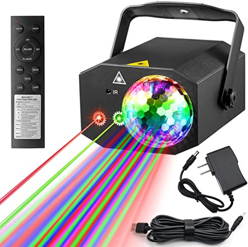 Dj - Luci per feste a disco, con motivo di proiezione e suono attivato, Buclhoz RGB Color Strobe Illuminazione da palcoscenico per feste, balli interni, compleanni, rave, bar, karaoke, Natale,