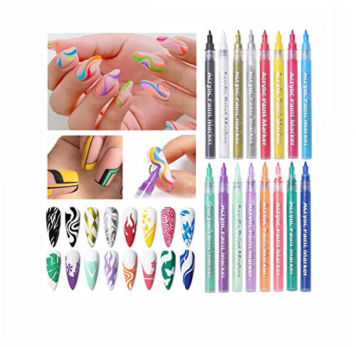 Nail Art 3D Painted Pen, 1 PC Waterproof Quick Dry Nail Polish Pen, Painting Drawing Nail Point Graffiti Dotting Pen Flower Hook Line DIY Manicure Tools…