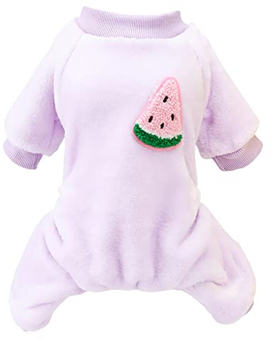 Izefia Hundepullover Hundekleidung Fleece Hund Wollpullover Winter Warm Sweatshirt 4 Beine Overall Pyjama Obst Einfacher Pullover für Kleine Hunde Mittlere Katzen