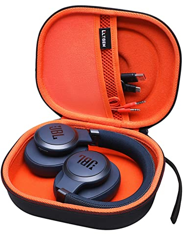 LTGEM EVA Hard Case for JBL Live 770NC/660NC/650BT/460NC/670NC/400BT/500BT and JBL Tune 770NC/710BT/720BT/760NC/700BT/750BT/510BT/660NC/520BT/500/E45BT Bluetooth Wireless Headphone(Black+Orange)