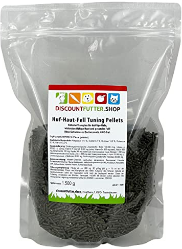 DISCOUNTFUTTER.SHOP Huf-Haut-Fell Tuning Pellets 1,5 kg I Nährstoffe für kräftige Hufe, widerstandsfähige Haut und gesundes Fell beim Pferd