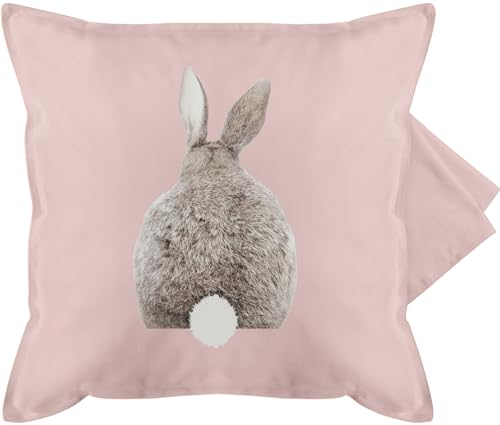 Kissenbezug - Osterkissen - Ostern Hase Hasen Hasenmotiv - 50 x 50 cm - Hellrosa - hasenkissen bezug ostergeschenke oster kissen bezüge ostergeschenk für eltern osterhase kissenbezüge osterhasen