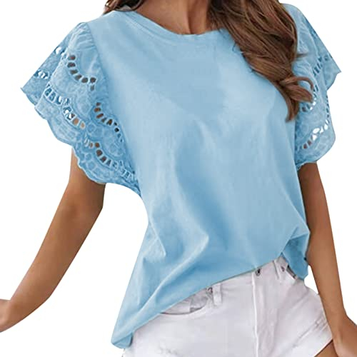 Bluse Damen Elegant Kurzarm T-Shirt Oberteile,Bluse Flieder,Bluse Mit Puffärmeln,Tunika Mit Hose Festlich,Hippie Bluse Weiß,Lila Bluse,Polyester Bluse,Bluse Mit Falten Am Ausschnitt