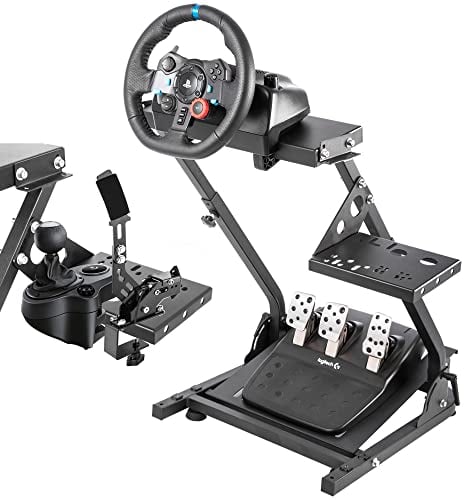 Minneer faltbar Rennlenkradständer, Unterstützung für Logitech Thrustmaster G25 G27 G29 G920 T300RS,Ständer für analoge Spiele(Enthält große Panels) Lenkrad Pedale und Sitz nicht enthalten