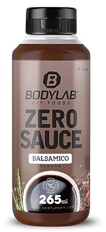Bodylab24 ZERO Sauce, Balsamico, 265 ml | Kalorienarm, nur 3–9 kcal je 15-g-Portion, fett- und zuckerreduziert, ideal für süße und herzhafte Speisen