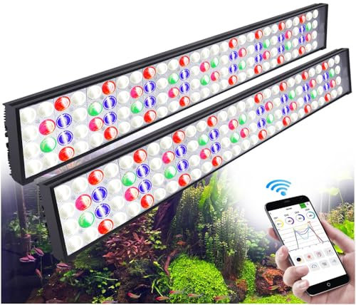 PopBloom 180W WiFi LED Beleuchtung für Süßwasser Aquarien, Vollspektrum Aquarium Led Lampe, Hohe Leistung, Sonnenaufgang Sonnenuntergang (180W (For 150-200cm))