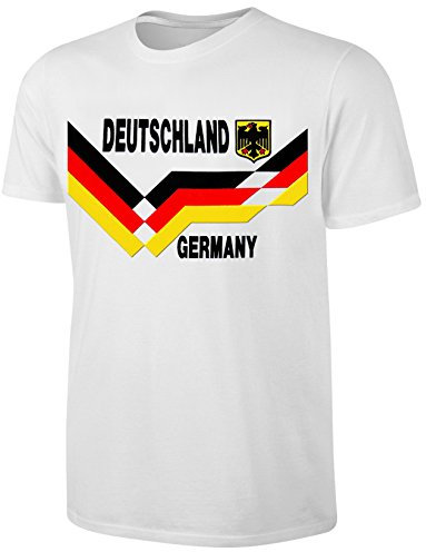 Deutschland T-Shirt Herren Fußball WM EM Fan Shirt Weiß Größe L