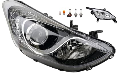Johns, Scheinwerfer Halogen Front passend für Hyundai i30 11/11-03/15 H7 H7 Rechts + Nebelscheinwerfer + Leuchtmittel