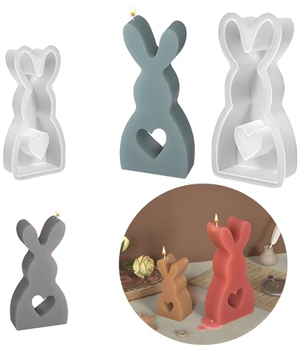 Atsmoce® 2 Stück Silikonform Hase, Kaninchen Silikonformen, Osterhase Gips Silikonform, Osterhase Backform, Sojawachs Kerzen