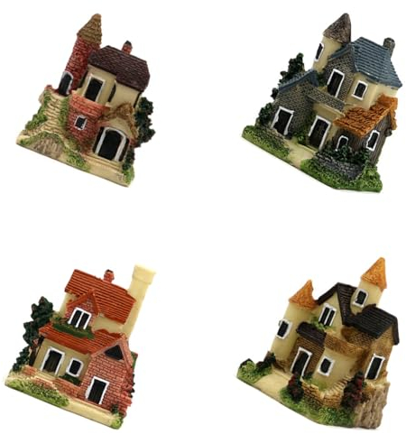 Leisurealeaneag Kleine Landhaus-Figur aus Kunstharz, dekorativ, Mini-Aquarium, europäischer Stil, Tischdekoration, Basteln, Blumentopf, Ornamente