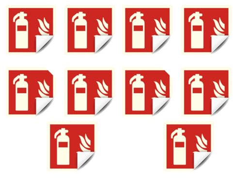notlok Safety Work – 10x Panneau Extincteur [10 x 10 cm] | Panneau PVC auto-adhésif | DIN ISO 7010 | Extincteur CO2, Extincteurs Incendie, ABC