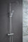 IMEX - Columna Ducha Termostatica con Grifo | Conjunto de Ducha con Alcachofa y Rociador Antical Efecto Lluvia | Griferia en Latón y Acero Inox S.304 con Barra Extensible Cromada | Serie Londres