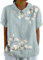 Für Damen Blusen Sale Leinenbluse Damen Art Floral Rundhals Lose Pullover Top Freizeithemd T-Shirt Tshirt Damen Rundhals 2024 Button-Down Kurzarm, Sommer Herbst Duftende Han Damen Oberteil Rot Sale
