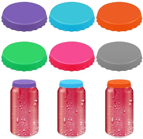 6PCS Can Covers for Drinks Cans, Drink Covers, Silicone Lids Food Covers, Can Lids for Fizzy Drinks, Cup Covers for Drinks, Silicone Bottle Covers for Travel, Silicone Covers for Food, Beer Can Cover