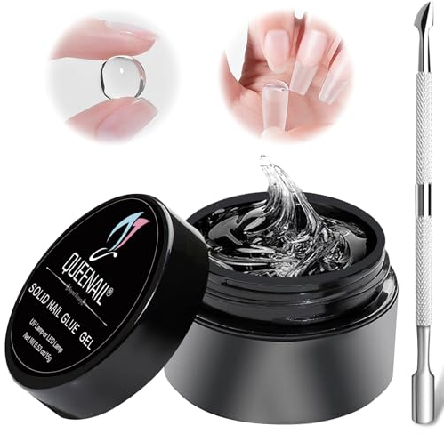 Solide Gel de Colle à Ongles, 15g Durcissement UV Requise, Solide Nail Gel Glue pour Acrylique Nail Tips, pour les Ongles en Acrylique Soft Gel Ongle Gel