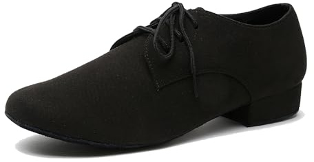 MINITOO Mens Dance Shoes Block Standard Heel Synthetic Leather Ballroom Dancing Shoes L273 Black UK 10