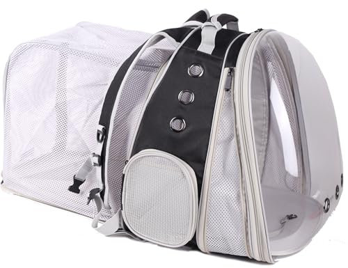 Haustier-Rucksack mit doppelter Erweiterung, für große Katzen und kleine Welpen, klare Raumkapsel, Astronaut, transparentes Blasenfenster