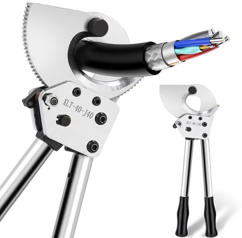 NEWTRY Coupe-câble à cliquet robuste pour câble blindé en cuivre et aluminium - Coupe jusqu'à 300 mm² et 1000 paires de câbles de communication pour électriciens - Durable, efficace, facile à utiliser
