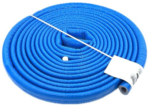 Isolierschlauch Rohrisolierung 10 m Rolle x Ø 15 mm / 6 mm Blau | Heizungsrohr Isolierung mit Schutzhaut | Warmwasserleitung Heizung | Rohr Dämmung Schlauch Rohrdämmung