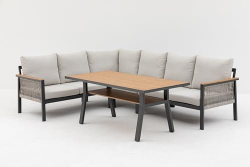 Primaster Gartenmöbel-Set Kos Aluminium in Holzoptik Lounge Set