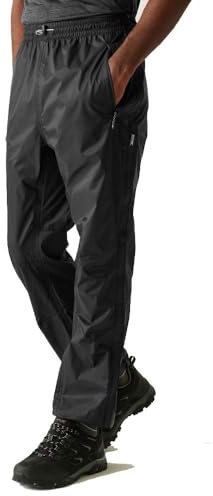 Regatta Men's rain trousers with full length zips on the legs, Black, Large
