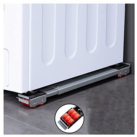 Soporte ajustable para lavadora y nevera con 24 ruedas de goma, carga máxima de 1100 libras, color gris