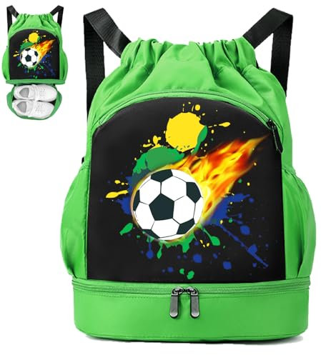 YOUYIKE Sporttasche Kinder Jungen, 30x16x42cm FußBall-Schwimmtasche Mit Nassfach Verstellbarer Schultergurt Schwimmtasche Wasserdicht Schwimmtasche Kinder Bewegung, Training, Schwimmen