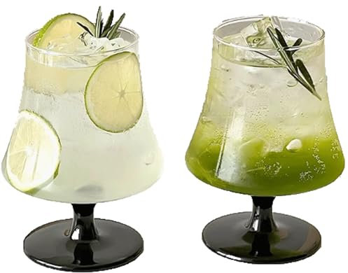 Qxmiguel Set di calici da 2 bicchieri di bicchiere di vetro di grande capacità da 410 ml adatti a feste, decorazioni per la casa di matrimoni