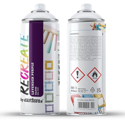 RECREATE Lavender Purple Violet Gloss Spray Paint for Wood, Metal, Plastic | Quick Drying, Smooth, Durable, Easy-to-Apply | Suitable for Indoor/Outdoor | For Furniture, Craft, Doors, Pots, Frames