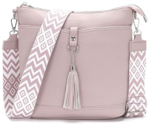 Sasrymnl Grand Sac a Main Femme Rose clair Sac Bandouliere Femme Tendance Cuir végétarien Bretelles réglables