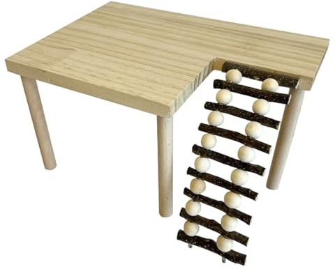 Escalera de madera natural para hámster, juguete para animales pequeños, estructura estable, jerbos, plataforma de juguete para jaulas de interior, escalera de actividad de chinchillas