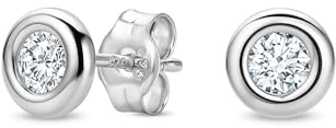 OROVI Ohrringe Gold, 9 k (375) Gelbgold/Weißgold, Diamant Ohrstecker 0.12 Ct/ 0.20 Ct/ 0.50 Ct, Ohrringe Männer/Damen, Ohrstecker Gold, Schmuck Damen, Hypoallergener Schmuck, inkl. Edler Schmuckbox