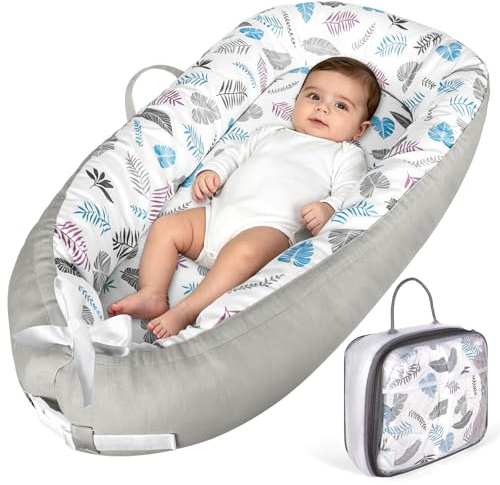 NXPZ Babynäste, Nyfödd Spjälsäng 90x50 Cm, Mjuk Och Bekväm, 100% Bomull, Dubbelsidig Bädd, Bärbar Med Handtag, För Pojkar Och Flickor 0-24 Månader