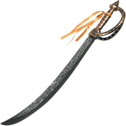 Piratensäbel, Piraten Schwert mit Fransen, ca. 63 cm Lang, Piratenschwert für Karneval, Halloween, Fasching, Mottoparty, Piraten Säbel
