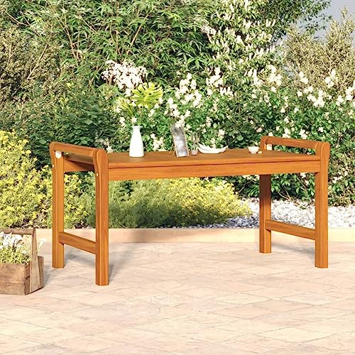 YuuSsea Couchtisch 100x50x50 cm, Massivholz Akazie geölt, Robuste Tischplatte mit Latten-Design, Braun, Vielseitig einsetzbar für Wohnzimmer und Außenbereich
