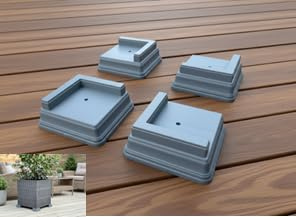 OAKENZ Gray Corner Planter Feet (4 Pack) – Raised Supports for Square & Rectangular Planter Boxes, Deck & Patio Protection, UV-Stable Recycled Material, Made in New Zealand