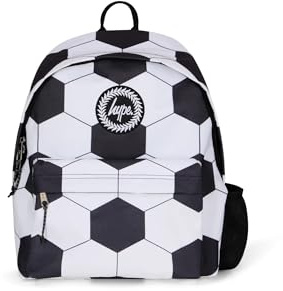 hype Rucksack für Schule, Uni, Freizeit, Arbeit, Wandern, für Kinder, Jungen, Mädchen, Teenager, Männer und Frauen, Schwarz/Weiß Fußball, One Size, Casual