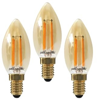 paul russells LED Candle Filament Light – 4.5W 35W Equivalent Replacement, 400LM Lumens, 2200K Extra Warm White, SES E14 Small Edison Screw C35 Bulbs – Energy Saving Non-Dimmable Lamps - Pack of 3